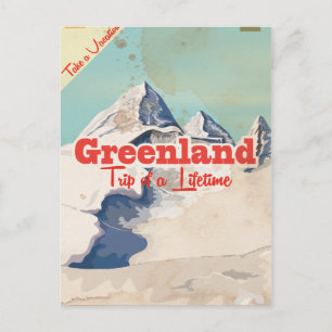Greenland vintage travel poster postcard