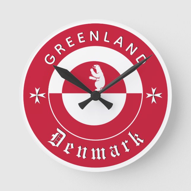 Greenland Wall Clock, Bear, Greenland Flag Round Clock (Front)
