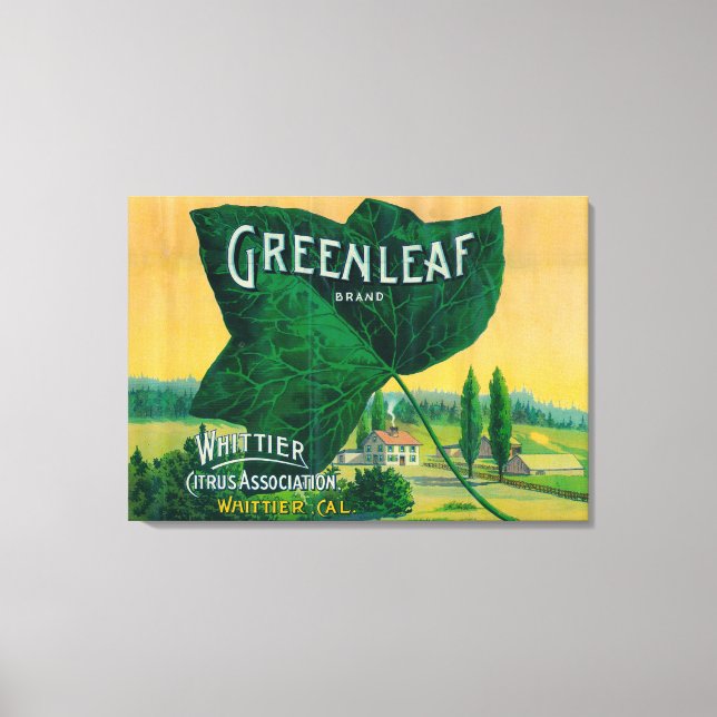 Greenleaf Lemon LabelWhittier, CA Canvas Print (Front)
