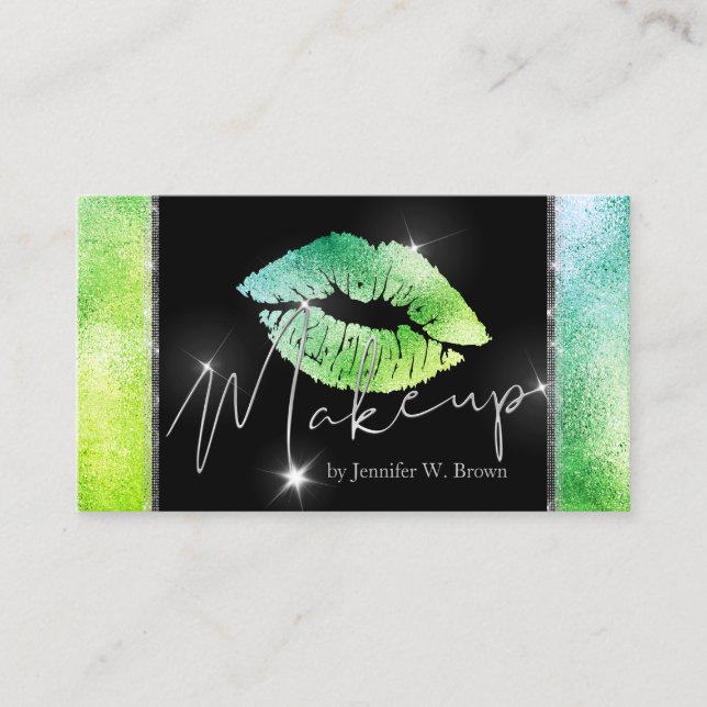 GreenLipstick Makeup lips elegant luxury Business Card (Front)