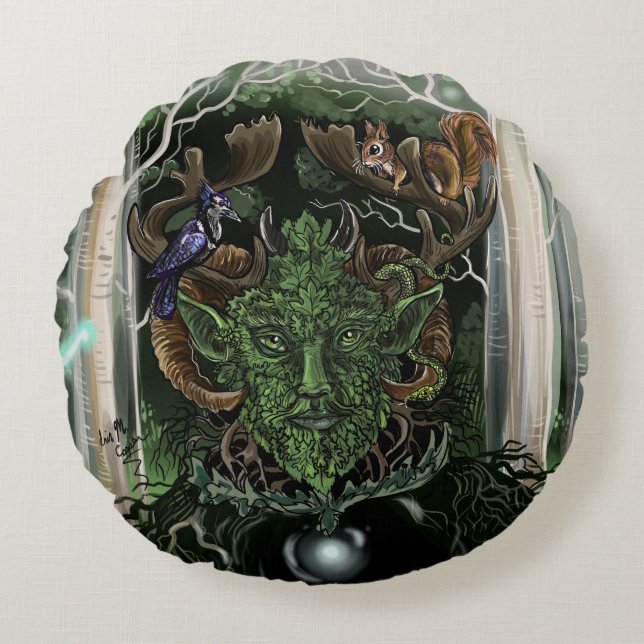GreenMan Round Pillow (Front)