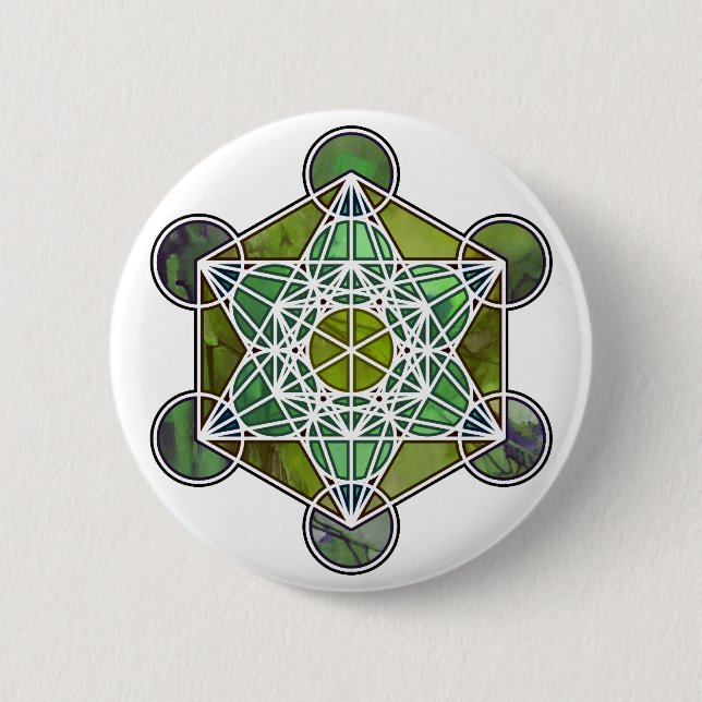 GreenMetatronCube 2 Inch Round Button (Front)
