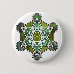 GreenMetatronCube 2 Inch Round Button