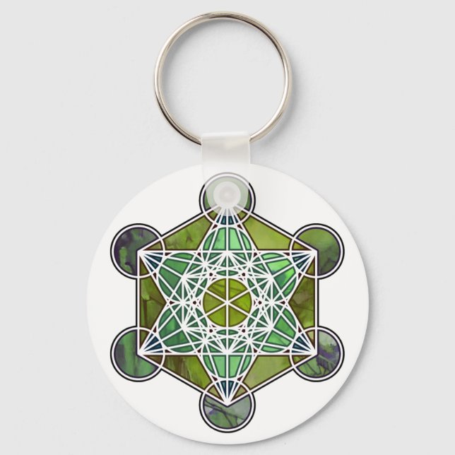 GreenMetatronCube Keychain (Front)