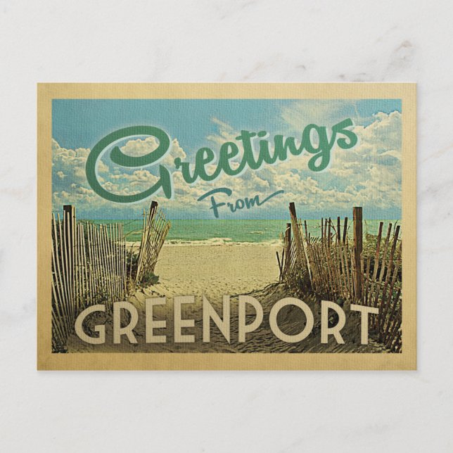 Greenport Beach Vintage Travel Postcard (Front)