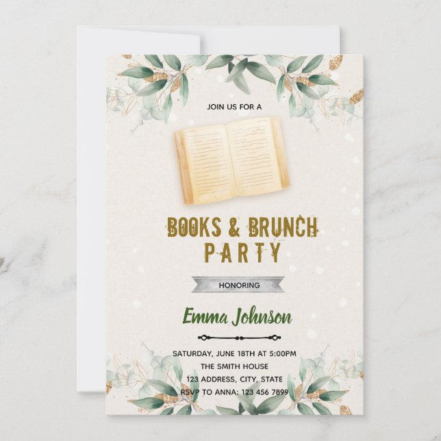 Greenry leaf book theme invitation (Front)