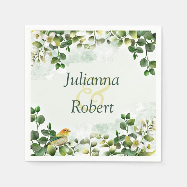 Greens and bird  napkins (Front)