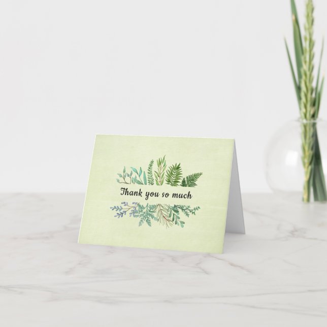 Greens Plants Thank You Thinking of You Card (Front)