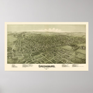 Greensburg, PA Panoramic Map - 1901 Poster