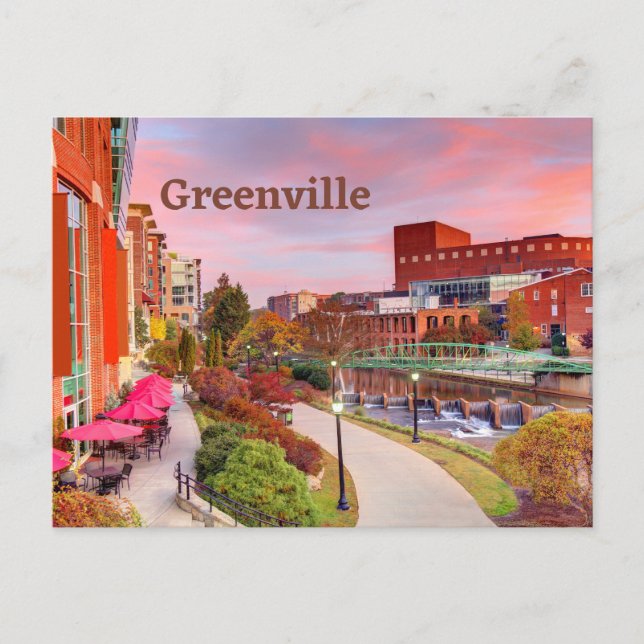 Greenville, South Carolina, Fall Sunset, Downtown  Postcard (Front)