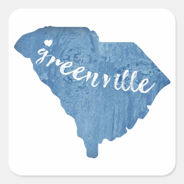 Greenville South Carolina Wood Grain Square Sticker (Front)