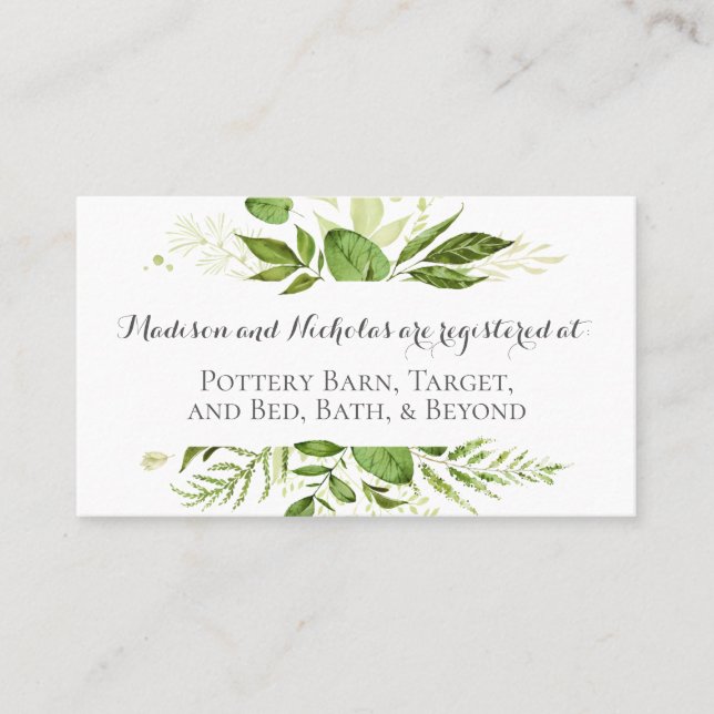 GreenWedding Registry Insert Cards Rustic Greenery (Front)