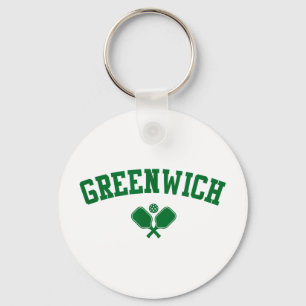 Greenwich pickleball green keychain