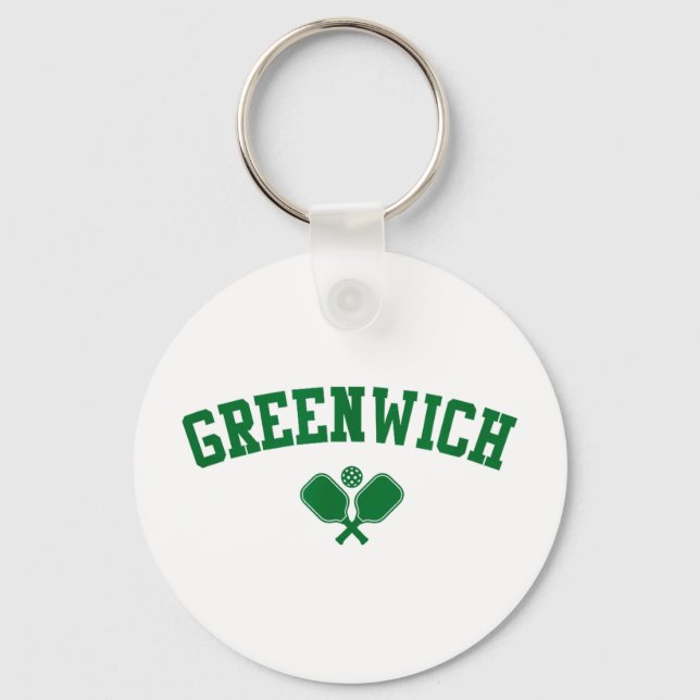 Greenwich pickleball green  keychain (Front)