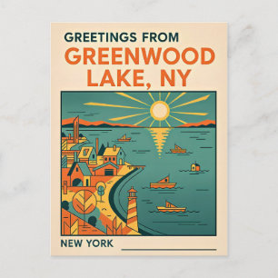 Greenwood Lake NY Retro Travel  Postcard