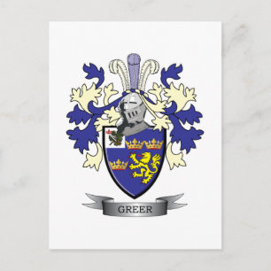 Greer Family Crest Coat of Arms Postcard