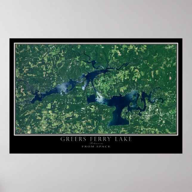 Greers Ferry Lake Arkansas Satellite Poster Map (Front)