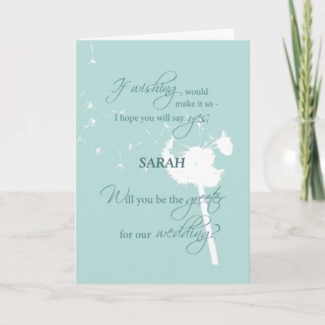 Greeter, Wedding Bridal Party Request, Custom Name Invitation (Front)