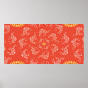 Greeting Beautiful card with camel. Frame of anima Poster