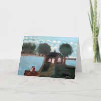 GREETING CARD: A Couple on a Deck at a Cabin