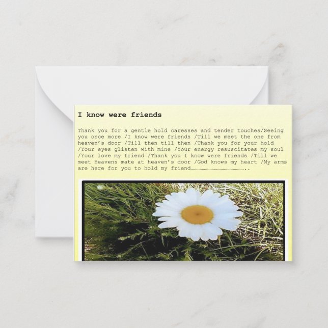 Greeting card a set of 10  'I know were friends' (Front)