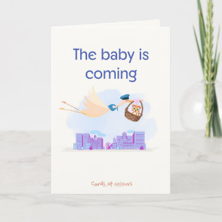 Greeting card baby is coming 