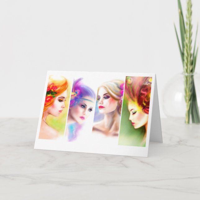 Greeting Card Beautiful Woman face collage (Front)