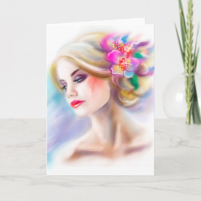 Greeting Card beautiful woman portrait (Front)
