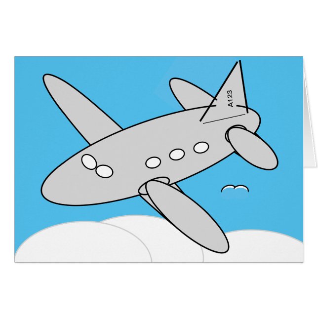 Greeting Card - Cartoon Airplane (Front Horizontal)