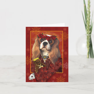 Greeting Card, Christmas Card, Cavalier Spaniel Ho Holiday Card