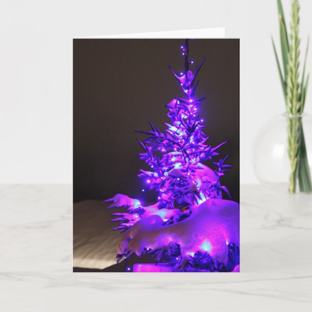 Greeting Card-Christmas Tree in Violet Holiday Card (Front)