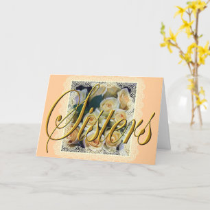 Greeting Card - Creamy Yellow Roses in Lace