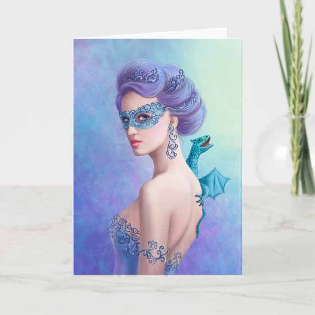 Greeting Card Fantasy winter woman, beautiful (Front)