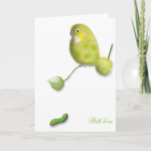 Greeting card Fearful bird. (Front)