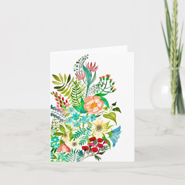 Greeting card for charity watercolour flowers (Front)