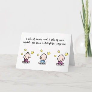 greeting card for triplets, welcome triplet babys
