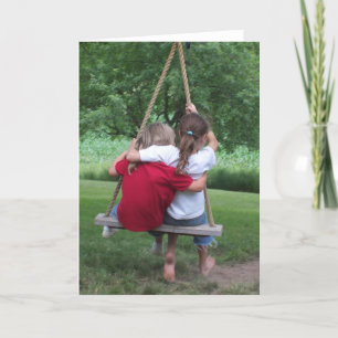 Greeting Card: "Friendship" Girls on a Swing Card