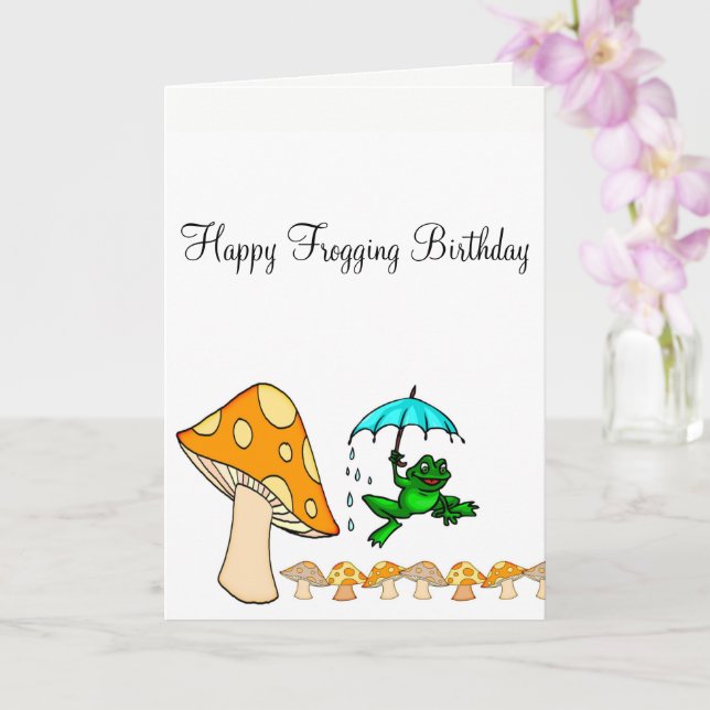 Greeting Card Frog Frogging Mushroom (Orchid)