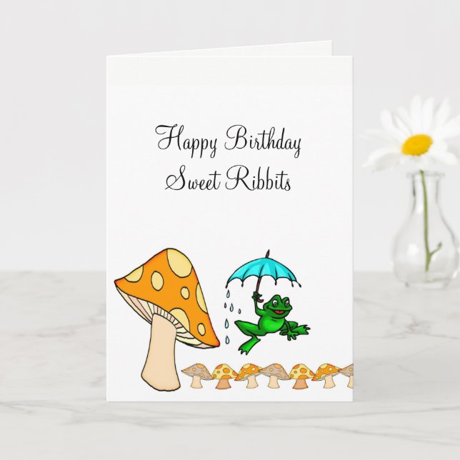 Greeting Card Frog Ribbit Mushroom (Small Plant)
