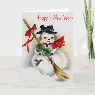 Greeting Card Funny Snowman Happy New Year !
