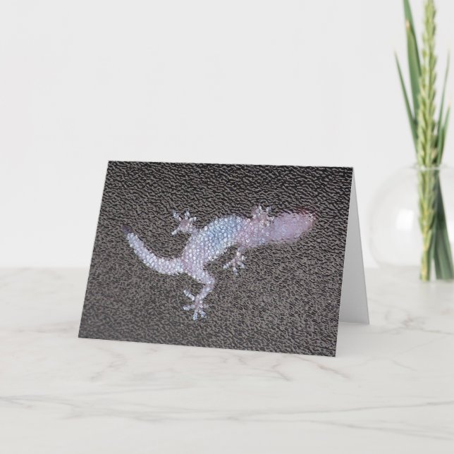 Greeting Card Gecko on Glass (Front)