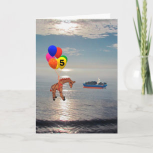 Greeting Card - Giraffe Floating in Sky