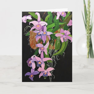 Greeting Card - Hanging Basket of Lavender Orchids