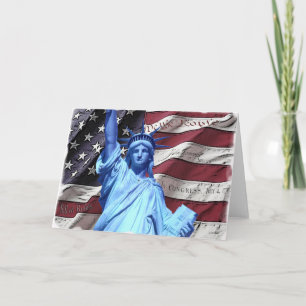 Greeting Card/Invitation Flag & Statue of Liberty Card