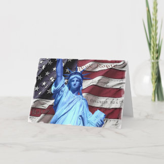 Greeting Card/Invitation Flag & Statue of Liberty Card