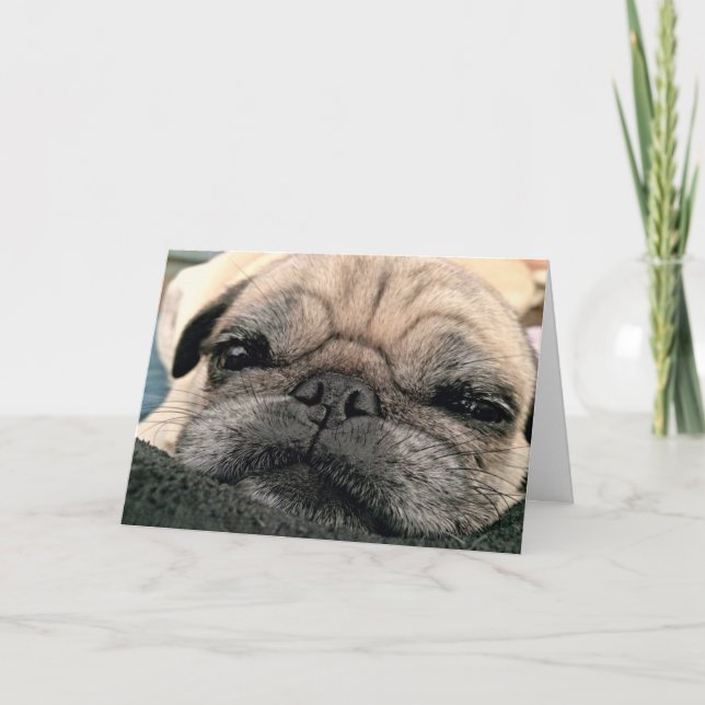 Greeting Card: Itsy Pug/Miss your face Card (Front)