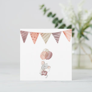 Greeting Card - Little Mouse With Balloons
