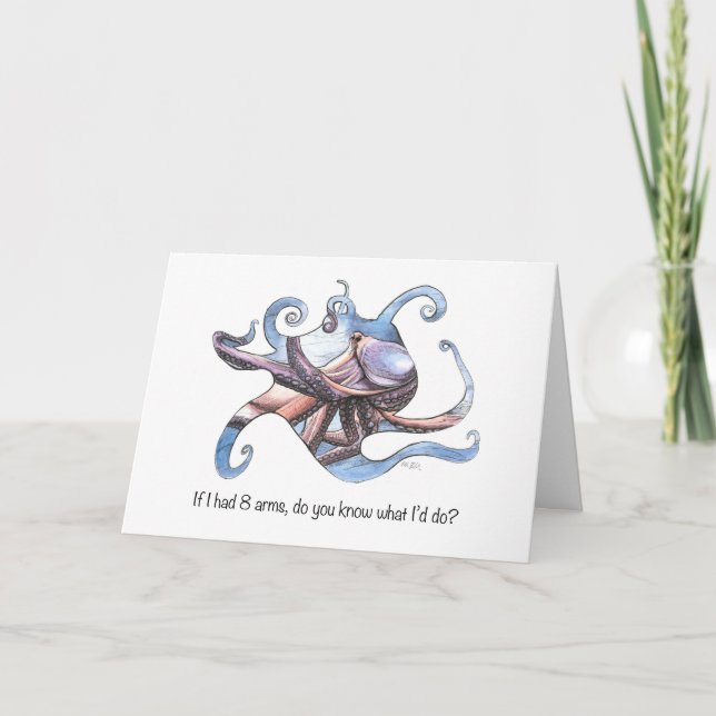 Greeting Card, Love card, Octopus illustration, Card (Front)