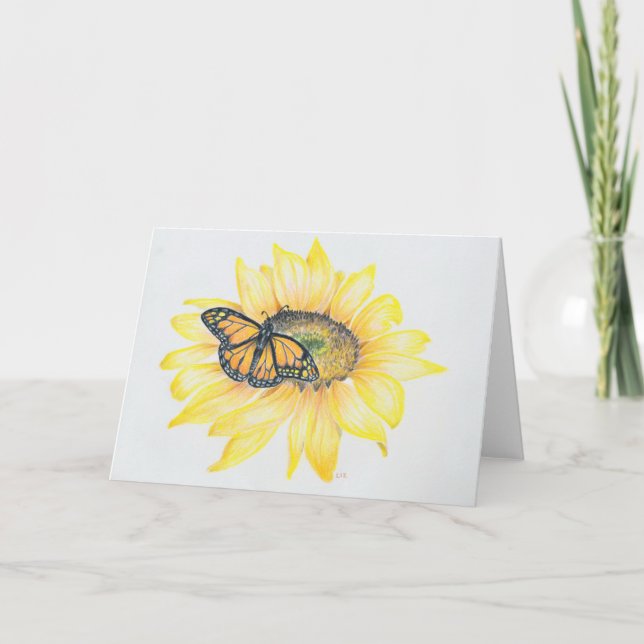 Greeting Card Monarch & Sunflower (Front)
