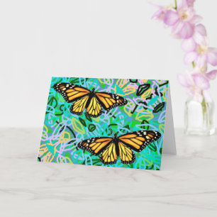 Greeting Card Monarchs/Abstract Neon Leaves